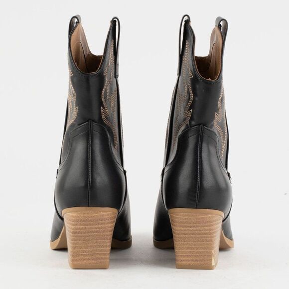BLACK WITH BEIGE TRIM SHORT VERSION WESTERN BOOTIES - Picture 9 of 13